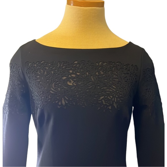 Betsey Johnson Cut Out Pattern Mesh Mini Dress, Black, size 2 - Picture 4 of 16